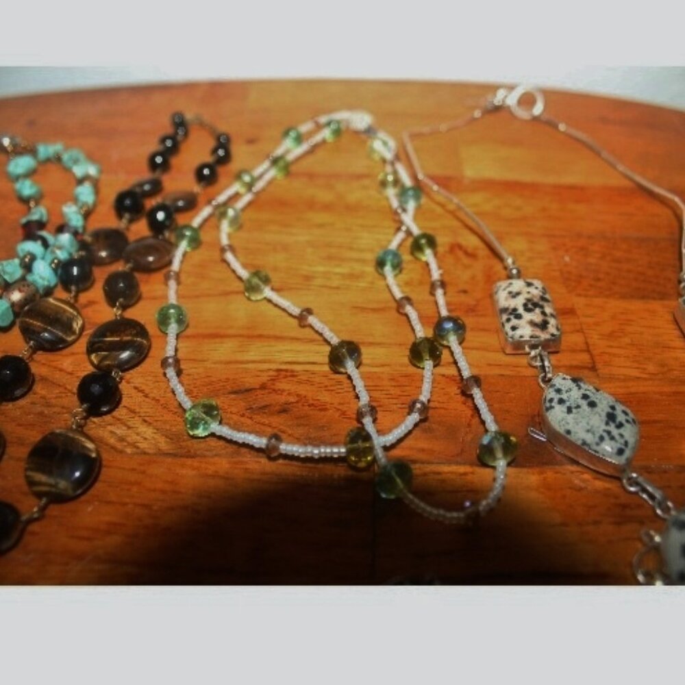 925 Sterling Beaded Precious Stones and Bead Necklaces Bracelet Lot 209 grams - Picture 4 of 7